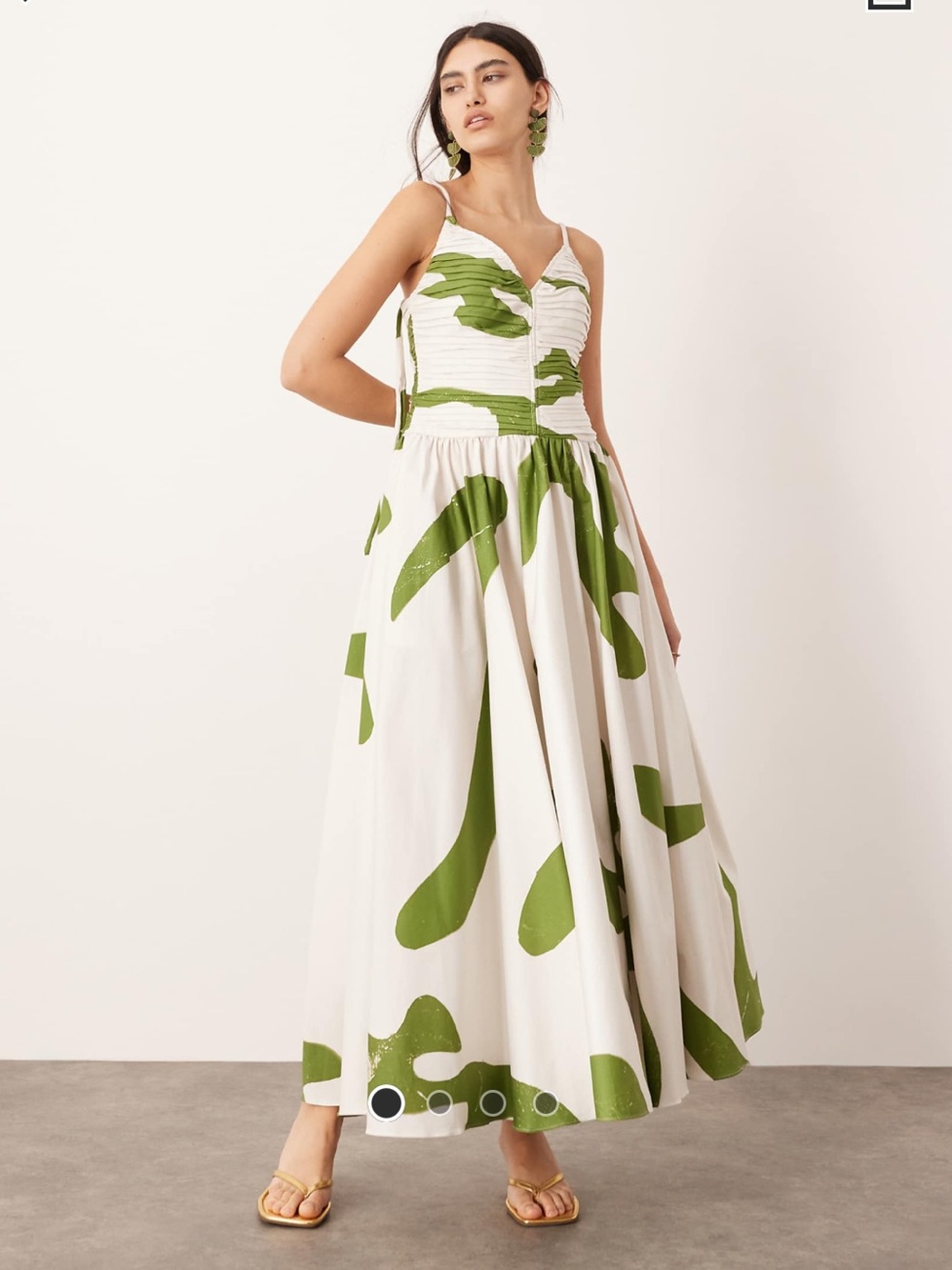 ASOS EDITION ruched bodice drop waist midi dress in abstract print